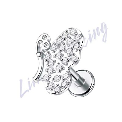 Labret Titânio Borboleta Zircônia 1.2x8
