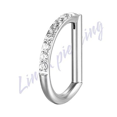 Meia Argola Titânio Segmento Zircônia Cravejada 1.2x8