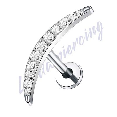 Labret Titânio cluster curvado c/zircônia 1.2x8