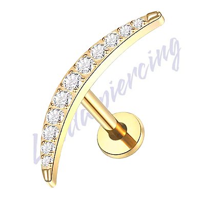 Labret Titânio pvd cluster curvado c/zircônia 1.2x8