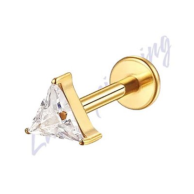 Labret Titânio pvd Triangulo Zircônia 1.2x8