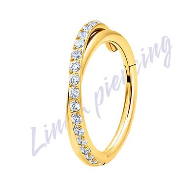 Argola Titânio pvd Segmento Articulado Transpassada Zircônia 1.2x12