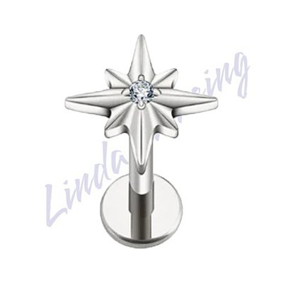 Labret Titânio Estrela Com Zircônia 1.2x8