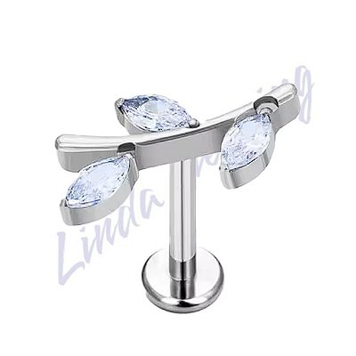 Labret Titânio Galho Zircônia Cravejada 1.2x8