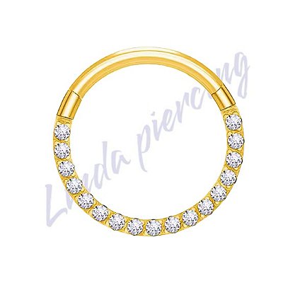 Argola Titânio pvd cravejado 1.2x10