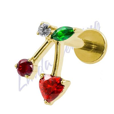 Labret titânio pvd Cereja 1.2x8