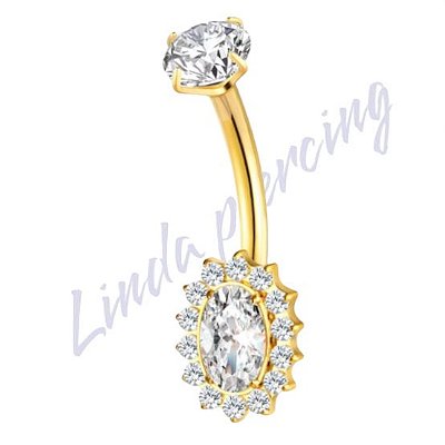 Banana Titânio pvd Oval Zircônia Cravejada