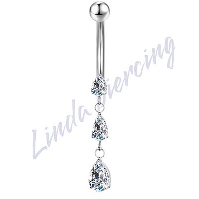 Banana Titânio 3 Pedras Gota Zircônia