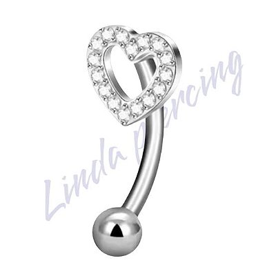 Minibarbell Curvo Titânio coração Zircônias