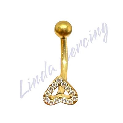 Minibarbell Curvo Titânio pvd coração Zircônias