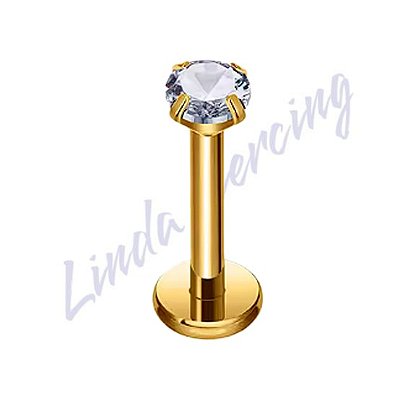 Labret ponto de luz c/garra 2mm titânio pvd 6mm