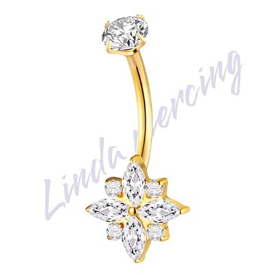 Umbigo Titânio cravejado pvd