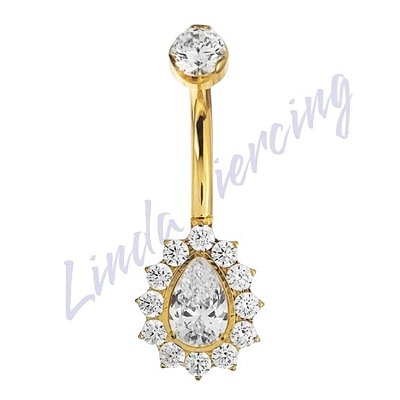 Umbigo titânio cravejado pvd