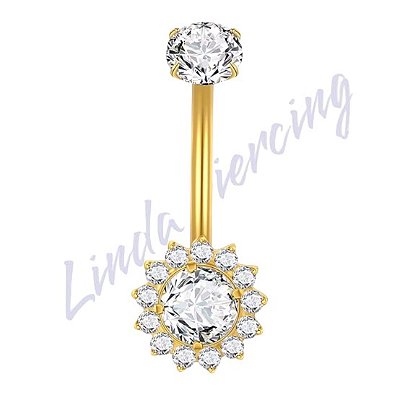 Umbigo Titânio cravejado pvd