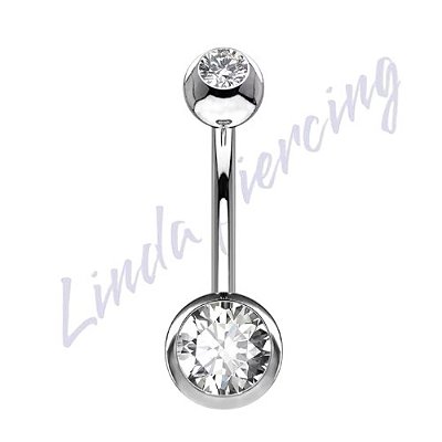 Umbigo Titânio Basico Pedra Cristal G