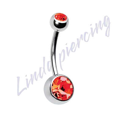 Umbigo Titânio Basico Pedra Vermelho G