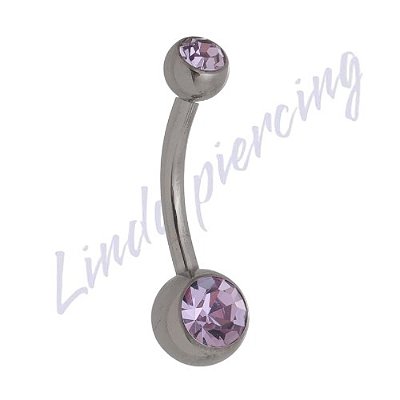 Umbigo Titânio Basico Pedra Roxo G