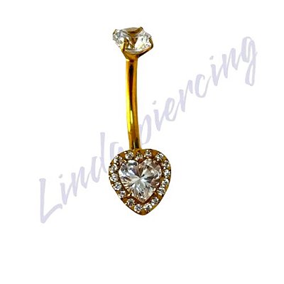 Piercing Umbigo Titânio Pvd Cravejado