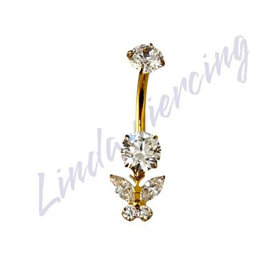 Umbigo Titânio Pvd Ponto de luz c/Borboleta