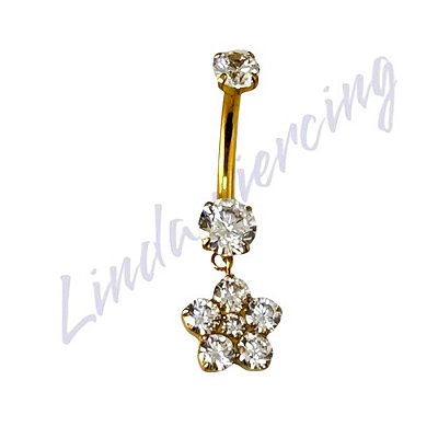 Umbigo Titânio Pvd Ponto de luz c/Pgente Flor