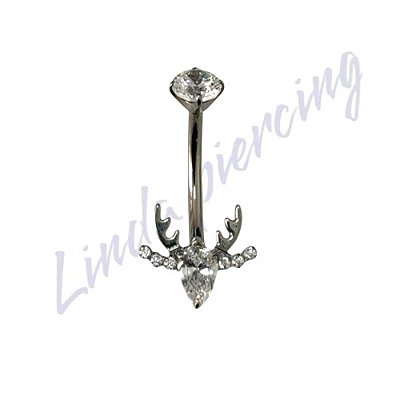 Umbigo Titânio Rena Cravejado