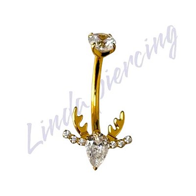 Umbigo Titânio Pvd Rena Cravejado