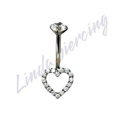 Umbigo Titânio Coração Cravejado G