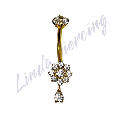 Umbigo Titânio Pvd Flor c/pgente gota