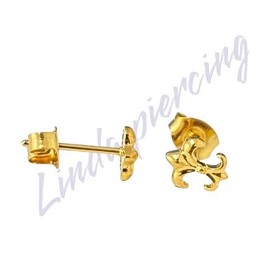 Par de Brinco Titânio Pvd Flor de Lís