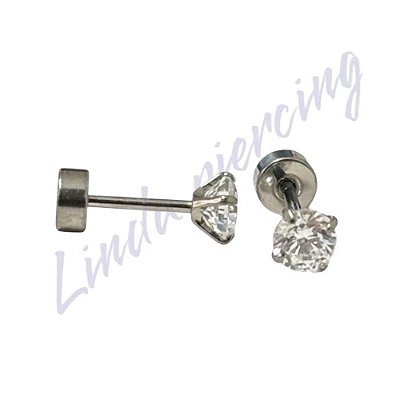 Brinco Titânio c/chapinha 4mm