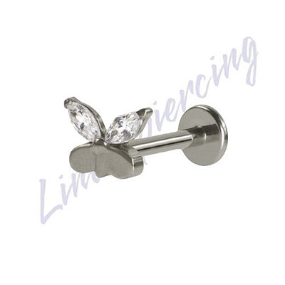 Piercing Labret Borboleta Cravejado