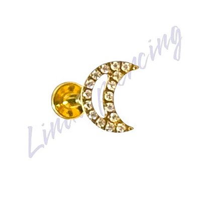 Piercing Labret Lua Titânio Cravejado 1.2x8