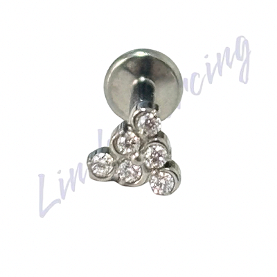 Piercing Labret Titânio Cravejado 1.2x8