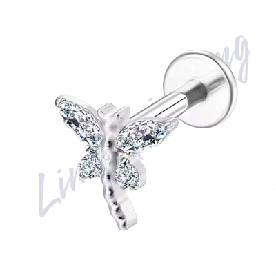 Piercing Labret Libelula Titânio 1.2x8