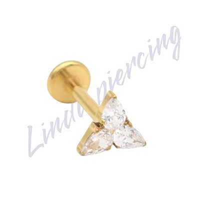 Piercing Titânio Pvd Labret Triângulo 1.2x8