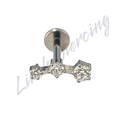 Piercing Titânio Mini Cluster 3 pedras 1.2x8
