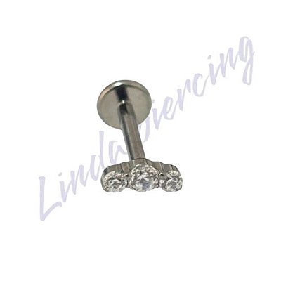 Piercing Labret Titânio 3 pedra 1.2x8