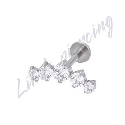 Piercing Mini cluster titânio 1.2x8 5 pedras