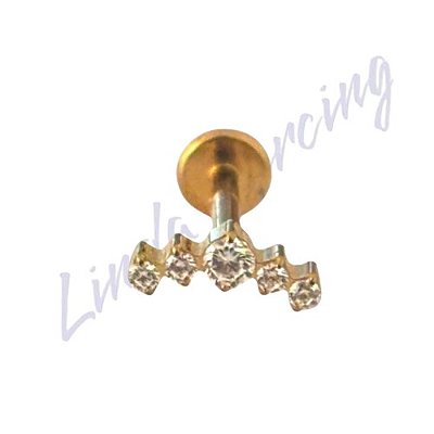 Piercing Mini cluster titânio pvd 1.2x8 5 pedras