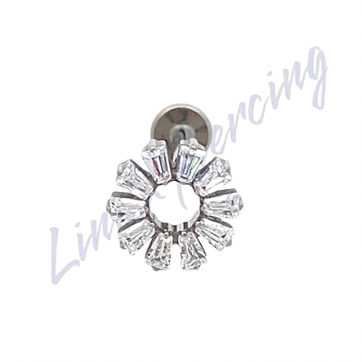 Labret Titânio Redondo cravejado 10 pedras 1.2x8