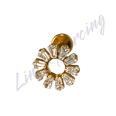 Labret Titânio pvd Redondo cravejado 10 pedras 1.2x8