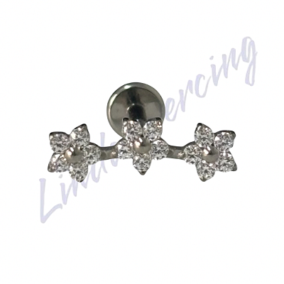 Labret Titânio cravejado 1.2x8 3 Flor