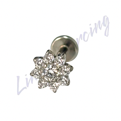 Labret Titânio cravejado 9 pedras