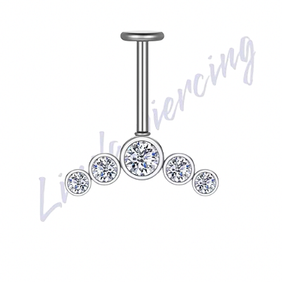 Labret Vertical Cluster 5 pedra Titânio 1.2x8