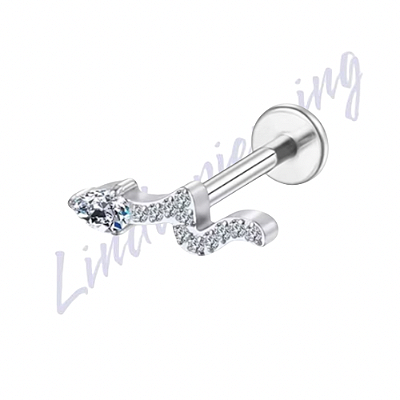 Labret Titânio Cobra Cravejado 1.2x8