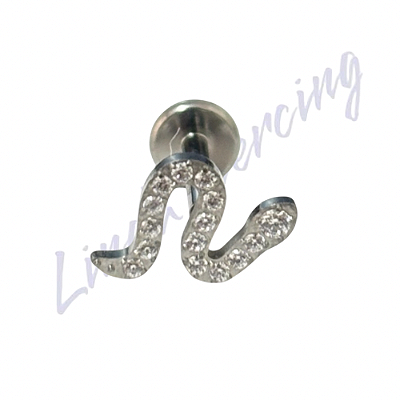 Labret Titânio Cobra Cravejado 1.2x8