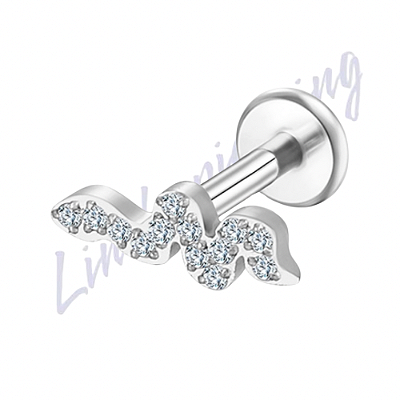 Labret Titânio Cobra cravejado 1.2x8