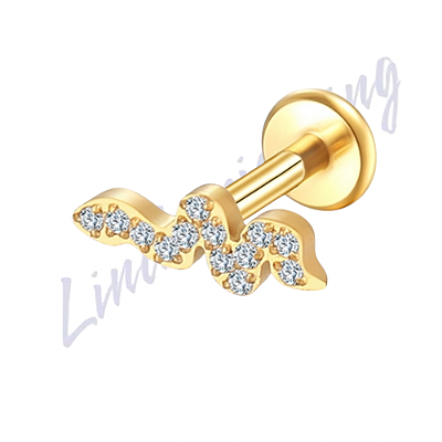 Labret Titânio pvd Cobra cravejado 1.2x8