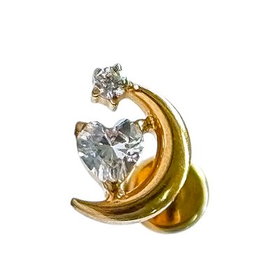 Labret Titânio pvd Lua c/coração 8mm