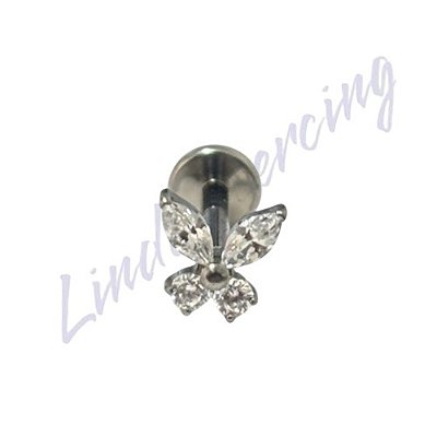 Piercing Labret Titânio Borboleta 1.2x8 P
